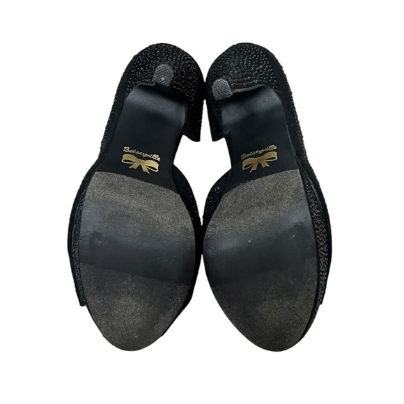 Betseyville by Betsey Johnson Black Rhinestone Open Toe Heels - Size 7.5 - Picture 8 of 11